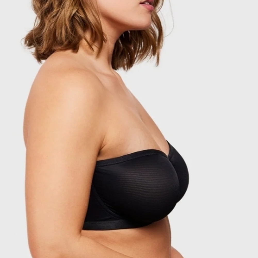 HSIA Bella Sheer Mesh Unlined Underwire Strapless Balconette Bra Pearl Pink 34D - Picture 7 of 10